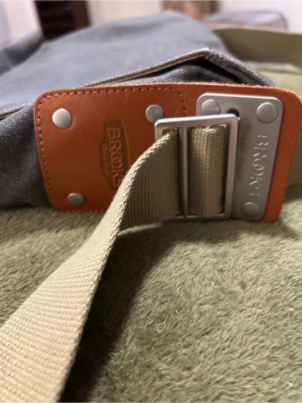 Brooks England Paddington Shoulder Messenger Bag- Gray Waxed Canvas Leather